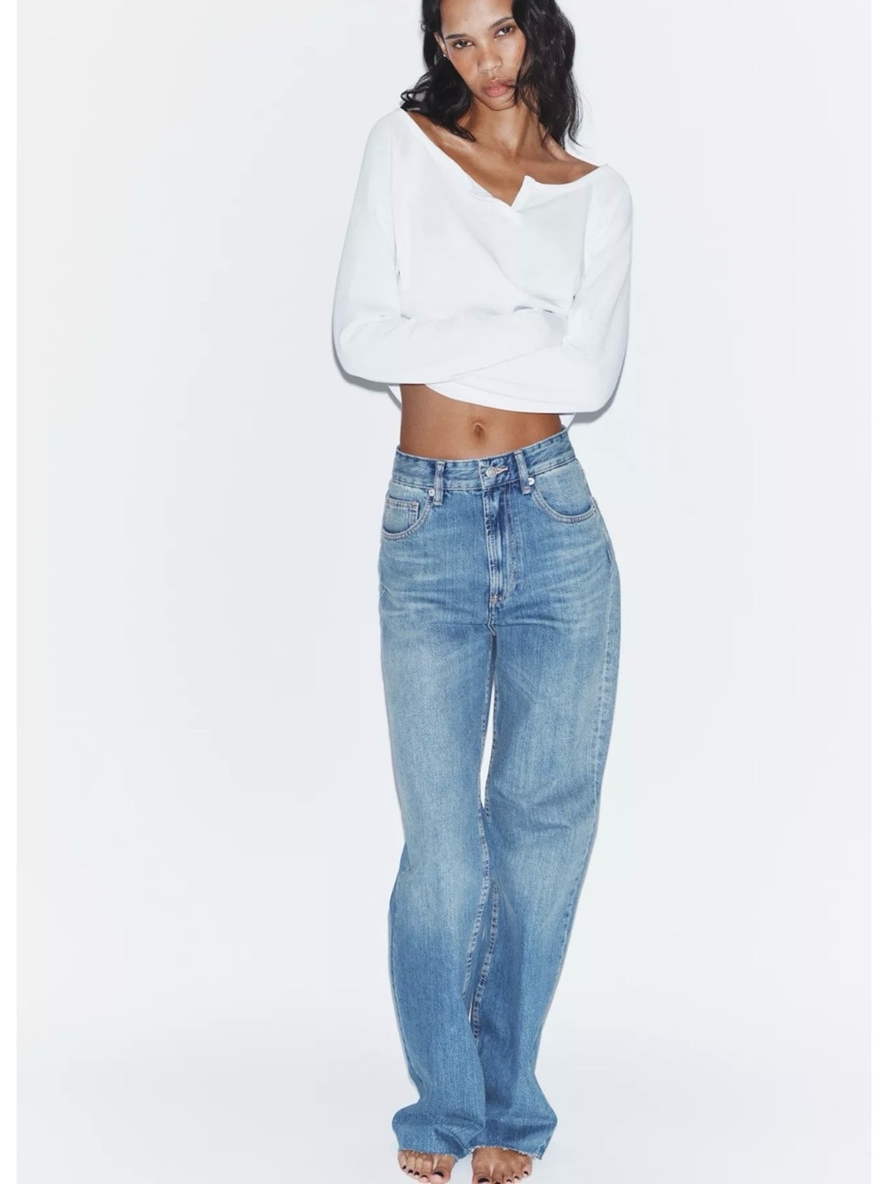 ZARA TRF HIGH WAIST WIDE LEG JEANS